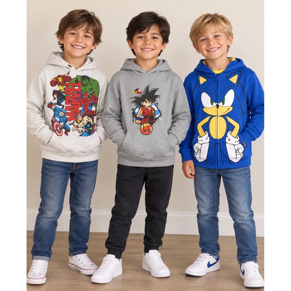Marvel Sonic Goku Boys Size 6 Hoodie Lot 3pc Avengers Anime Zip Jacket